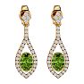 2 1/3 Carat Oval Shape Peridot and Diamond Dangle Earrings In 14 Karat Yellow Gold Image-2