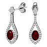 2 1/2 Carat Oval Shape Ruby and Diamond Dangle Earrings In 14 Karat White Gold Image-1