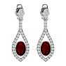 2 1/2 Carat Oval Shape Ruby and Diamond Dangle Earrings In 14 Karat White Gold Image-2