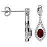 2 1/2 Carat Oval Shape Ruby and Diamond Dangle Earrings In 14 Karat White Gold Image-3