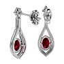 2 1/2 Carat Oval Shape Ruby and Diamond Dangle Earrings In 14 Karat White Gold Image-4