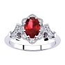 1 Carat Oval Shape Ruby and Halo Diamond Vintage Ring In 1.4 Karat Gold™ Image-1