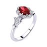 1 Carat Oval Shape Ruby and Halo Diamond Vintage Ring In 1.4 Karat Gold™ Image-2