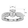 3/4 Carat Oval Shape Diamond Solitaire Engagement Ring with Tapered Etched Band In 14 Karat White Gold Image-5