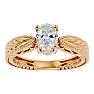 1 Carat Oval Shape Diamond Solitaire Engagement Ring with Tapered Etched Band In 14 Karat Yellow Gold Image-1