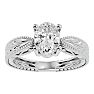 1 1/2 Carat Oval Shape Diamond Solitaire Engagement Ring with Tapered Etched Band In 14 Karat White Gold Image-1