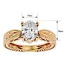1 1/2 Carat Oval Shape Diamond Solitaire Engagement Ring with Tapered Etched Band In 14 Karat Yellow Gold Image-5