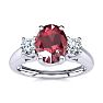 1.15 Carat Oval Shape Ruby and Two Diamond Ring In 925 Sterling Silver. Beautiful Ruby Gemstone! Image-1