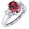 1.15 Carat Oval Shape Ruby and Two Diamond Ring In 925 Sterling Silver. Beautiful Ruby Gemstone! Image-2