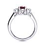 1.15 Carat Oval Shape Ruby and Two Diamond Ring In 925 Sterling Silver. Beautiful Ruby Gemstone! Image-3