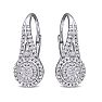 Diamond Drop Earrings: Nearly 1/2 Carat Diamond Double Halo Leverback Hoop Earrings, 3/4 Inch.  Beautiful Shiny New Style! Image-1