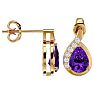 1 1/3 Carat Amethyst and Diamond Pear Shape Stud Earrings In 14 Karat Yellow Gold  Image-3