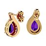 1 1/3 Carat Amethyst and Diamond Pear Shape Stud Earrings In 14 Karat Yellow Gold  Image-4