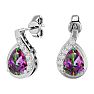 1 1/3 Carat Mystic Topaz and Diamond Pear Shape Stud Earrings In 14 Karat White Gold  Image-1