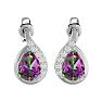 1 1/3 Carat Mystic Topaz and Diamond Pear Shape Stud Earrings In 14 Karat White Gold  Image-2