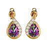 1 1/3 Carat Mystic Topaz and Diamond Pear Shape Stud Earrings In 14 Karat Yellow Gold  Image-2