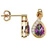 1 1/3 Carat Mystic Topaz and Diamond Pear Shape Stud Earrings In 14 Karat Yellow Gold  Image-3