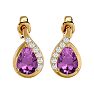 Pink Gemstones 1 3/4 Carat Pink Topaz and Diamond Pear Shape Stud Earrings In 14 Karat Yellow Gold  Image-2
