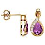 Pink Gemstones 1 3/4 Carat Pink Topaz and Diamond Pear Shape Stud Earrings In 14 Karat Yellow Gold  Image-3