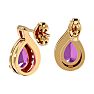 Pink Gemstones 1 3/4 Carat Pink Topaz and Diamond Pear Shape Stud Earrings In 14 Karat Yellow Gold  Image-4