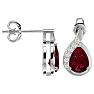 Garnet Earrings: Garnet Jewelry: 2 Carat Garnet and Diamond Pear Shape Stud Earrings In 14 Karat White Gold  Image-3