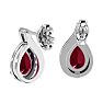 Garnet Earrings: Garnet Jewelry: 2 Carat Garnet and Diamond Pear Shape Stud Earrings In 14 Karat White Gold  Image-4