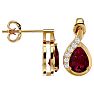 Garnet Earrings: Garnet Jewelry: 2 Carat Garnet and Diamond Pear Shape Stud Earrings In 14 Karat Yellow Gold  Image-3