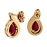Garnet Earrings: Garnet Jewelry: 2 Carat Garnet and Diamond Pear Shape Stud Earrings In 14 Karat Yellow Gold  Image-4