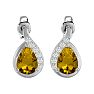 1 1/3 Carat Citrine and Diamond Pear Shape Stud Earrings In 14 Karat White Gold  Image-2