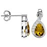 1 1/3 Carat Citrine and Diamond Pear Shape Stud Earrings In 14 Karat White Gold  Image-3