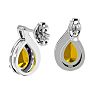 1 1/3 Carat Citrine and Diamond Pear Shape Stud Earrings In 14 Karat White Gold  Image-4