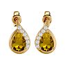 1 1/3 Carat Citrine and Diamond Pear Shape Stud Earrings In 14 Karat Yellow Gold  Image-2