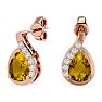 1 1/3 Carat Citrine and Diamond Pear Shape Stud Earrings In 14 Karat Rose Gold  Image-1
