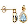 Aquamarine Earrings: Aquamarine Jewelry: 1.40 Carat Aquamarine and Diamond Pear Shape Stud Earrings In 14 Karat Yellow Gold  Image-3
