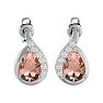 1-2/5 Carat Pear Shape Morganite Earrings and Diamond Drop In 14 Karat White Gold  Image-2