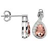 1-2/5 Carat Pear Shape Morganite Earrings and Diamond Drop In 14 Karat White Gold  Image-3