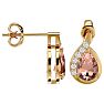 1-2/5 Carat Pear Shape Morganite Earrings and Diamond Drop In 14 Karat Yellow Gold  Image-3