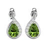 1 3/4 Carat Peridot and Diamond Pear Shape Stud Earrings In 14 Karat White Gold  Image-2