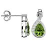 1 3/4 Carat Peridot and Diamond Pear Shape Stud Earrings In 14 Karat White Gold  Image-3