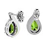 1 3/4 Carat Peridot and Diamond Pear Shape Stud Earrings In 14 Karat White Gold  Image-4