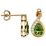 1 3/4 Carat Peridot and Diamond Pear Shape Stud Earrings In 14 Karat Yellow Gold  Image-3