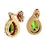 1 3/4 Carat Peridot and Diamond Pear Shape Stud Earrings In 14 Karat Yellow Gold  Image-4