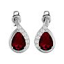 1 3/4 Carat Ruby and Diamond Pear Shape Stud Earrings In 14 Karat White Gold  Image-2