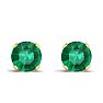 1/3 Carat Emerald Stud Earrings in 14 Karat Yellow Gold Over Sterling Silver Image-2
