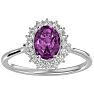 Pink Gemstones 1 3/4 Carat Oval Shape Pink Topaz and Halo Diamond Ring In 14 Karat White Gold Image-1