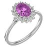 Pink Gemstones 1 3/4 Carat Oval Shape Pink Topaz and Halo Diamond Ring In 14 Karat White Gold Image-2