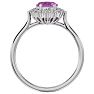 Pink Gemstones 1 3/4 Carat Oval Shape Pink Topaz and Halo Diamond Ring In 14 Karat White Gold Image-3