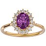 Pink Gemstones 1 3/4 Carat Oval Shape Pink Topaz and Halo Diamond Ring In 14 Karat Yellow Gold Image-1