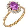 Pink Gemstones 1 3/4 Carat Oval Shape Pink Topaz and Halo Diamond Ring In 14 Karat Yellow Gold Image-2