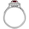Garnet Ring: Garnet Jewelry: 1 3/4 Carat Oval Shape Garnet and Halo Diamond Ring In 14 Karat White Gold Image-3